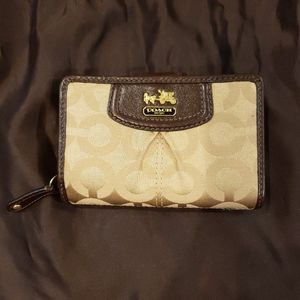 Coach tan wallet with brown trim